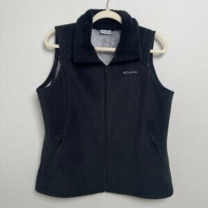 Columbia Omni-Heat Fleece Vest Women’s Large Black Full Zip Sherpa Collar